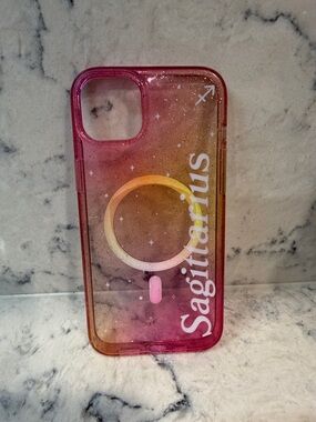Sagittarius Gradient Glitter Phone Case - Pink/Orange